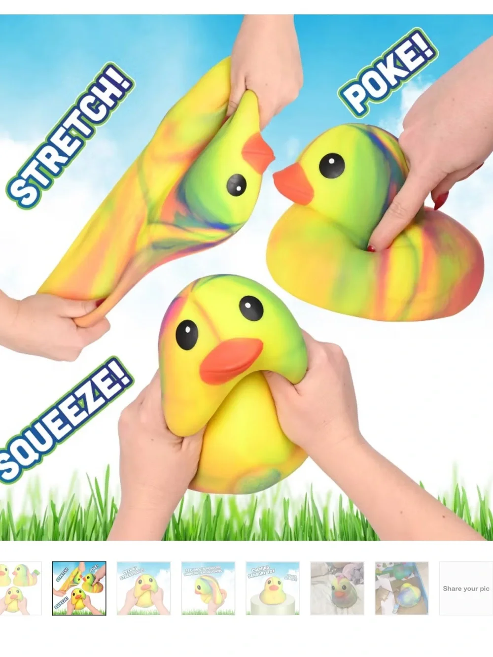 Sunny Days Jumbo Squeezy Duck XL Tie Dye Squishy Sensory Fidget NEW